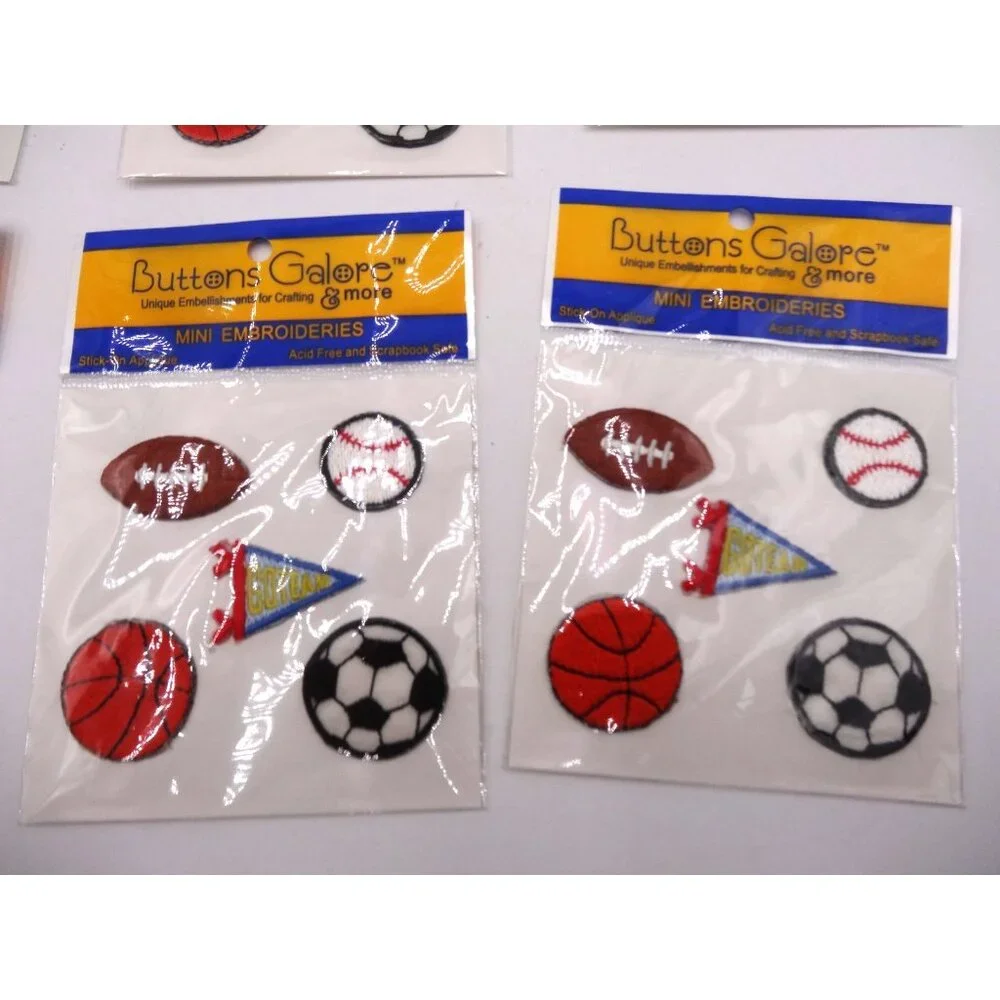Buttons Galore Mini Embroideries Sports Balls 5 in‎ each package 9 Sealed Packs